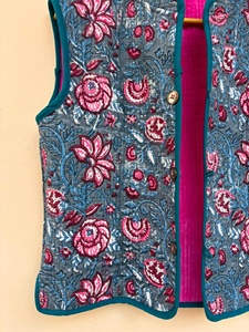 Suzani <b>Velvet</b> Short Vest Embroidered Boho Summer <b>Jacket</b> Indian Vintage Hippie Chic Breathable Floral Pattern - Product Image 3