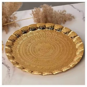 Classic Finish Metal Serving <b>Tray</b> Durable Dining Carry Plate for Festive <b>Buffet</b> and Special Gathering - Product Image 2