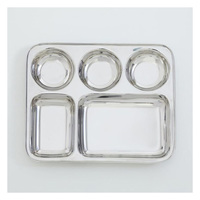 Plateau Thali Art Déco en Acier Inoxydable de Haute Qualité, à Compartiments Multiples, Compatible Micro-ondes, Artisanat Métallique Traditionnel Indien, Diwali