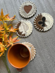 Real Handmade <b>Hair</b> on Hide Fur Leather Tea Coaster Coffee Tea Cup Mat Tableware Home Accessories Drink and Barware Fur Coasters - Product Image 3