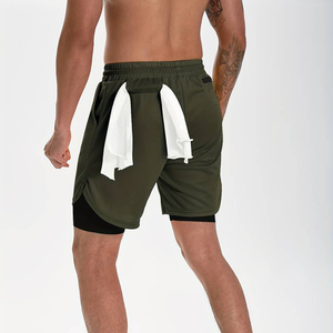 กางเกงวิ่งผู้ชายแบบ 2-in-1 สองชั้น แห้งเร็ว สำหรับออกกำลังกาย ฟิตเนส เทรนนิ่ง กีฬา พร้อมซับในรัดรูปและกระเป๋าซิป - Product Image 4