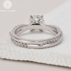 Charm Jewells Cushion Cut Moissanite IGI Certified Engagement <b>Ring</b> 18K Gold Plated Prong Setting Women's Classic Wedding Band 3 - Product Image 6
