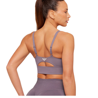 Soutien-gorge de sport sans couture pour femme, lavande, en Spandex/Nylon, maintien élevé, décolleté en U, dos découpé, bretelles réglables, respirant, pour yoga, gym et entraînement