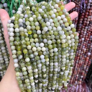 Perles rondes en jade vert serpentine naturel, pierres précieuses énergétiques pour bracelet, collier, bijoux DIY, lot en vrac - Product Image 2