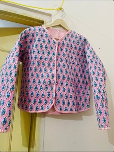 Veste matelassée pour femme, manteau en coton fait main, imprimé à la main, style bohème, boutonnée, vêtement d'extérieur léger - Product Image 2
