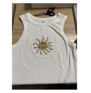T-shirt vintage plaqué argent avec perles en forme de cœur, pour la création d'échantillons de chemises en coton, broderie perlée, perles pour bébé - Product Image 5