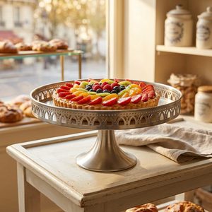 Handmade SS304 <b>Cake</b> <b>Stand</b> 30 cm Brushed Satin Steel Food Safe Weddi Gallery <b>Cake</b> Plate for Home Decor and Hotels - Product Image 2