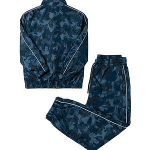 Wholesale Blue <b>Camo</b> Tracksuit Men Reflective Piping Track <b>Jacket</b> Jogger Pants Custom Streetwear Sporty Style Windbreaker Hoodies - Product Image 4
