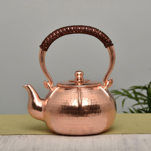 Bouilloire en cuivre martelé avec couvercle et poignée, théière de style chinois traditionnel, pot à eau, bouilloire en métal, bienfaits pour la santé ayurvédique - Product Image 6