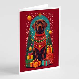 Whimsical Labrador Retriever Holiday Christmas Tarjetas de felicitación Pack 8 Tarjetas de nota A7 en blanco con sobres Tamaño 5x7 - Product Image 1