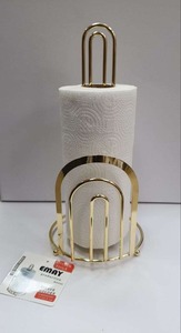 Porte-serviettes en papier en métal noir sur pied avec panier inférieur pour cuisine - Product Image 6