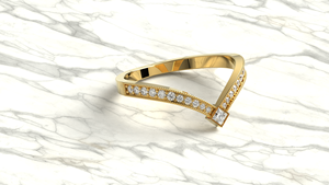 Bague en or plaqué 18K 14K avec diamant de laboratoire taille princesse et taille brillant rond, bague en V, bague de mariage incurvée empilable pour femme - Product Image 3