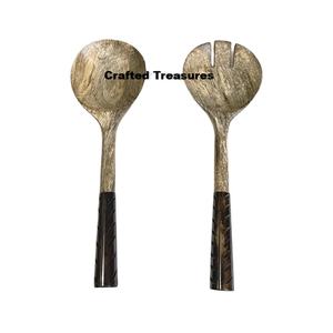 เครื่องใช้บนโต๊ะอาหารที่ทำจากไม้และเรซินชุดสลัดชุดช้อนและส้อมมีด้ามยาวของใช้ในบ้าน - Product Image 5