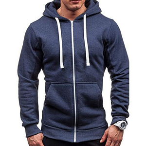 Sudadera con Capucha Unisex Azul Marino, Cierre de Cremallera, Corte Holgado, Color Sólido, Felpa de Algodón, Bolsillos, Colección de Invierno Nexfit - Product Image 1