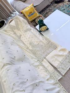Conjunto de Top Largo y Pantalones Palazzo con Bordado de Cuentas y Encaje, Estilo Indio-Pakistaní, para Bodas y Fiestas - Product Image 3