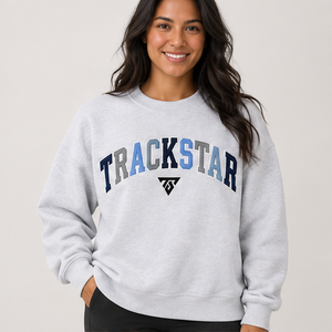 Sudadera de cuello redondo para mujer, gris jaspeado claro, multicolor, con letras estilo universitario, de manga larga, oversize, con logo personalizado, al por mayor - Product Image 1