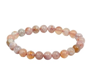Hot Sale Premium Grade Feng Shui Flower agate <b>Crystal</b> <b>Beaded</b> <b>Bracelet</b> Handmade Women's Men's Natural Healing Stone Elastic - Product Image 1