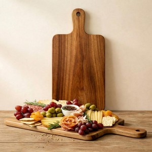 Planche à découper rectangulaire artisanale en bois de manguier avec anse en corde et poignée de couteau en acier inoxydable – 2,0 cm d'épaisseur, écologique, durable, vente en gros - Product Image 5