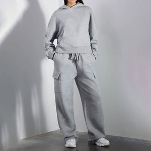 Survêtement à capuche pour hommes grande taille, gris uni, décontracté, sweat-shirt long avec poches latérales, taille élastique, coupe ample, vêtements d'automne - Product Image 4