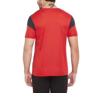 Men's Red Athletic T <b>Shirt</b> Short Sleeve Sportswear Crew Neck Quick Dry Running Gym Training <b>Shirt</b> With Contrast Shoulder Design - Product Image 2