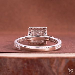 1 Carat Princess Halo Lab <b>Diamond</b> <b>Ring</b> Square Center Pave Band Elegant Bridal Jewelry IGI Certified White Gold <b>Ring</b> - Product Image 3