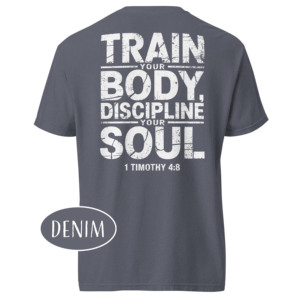 T-shirt pour homme à manches courtes, col rond, couleur brique, imprimé, coupe classique, idéal pour la gym, avec la phrase « Train Your Body Discipline Your Soul » - Product Image 4