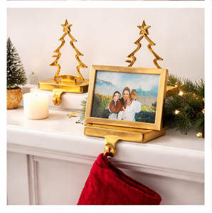 Luxury Gold Metal Christmas Tree Stocking Holder For Fireplace Mantle Elegant Handmade Xmas Hanger <b>Hook</b> For Holiday Home Decor - Product Image 2