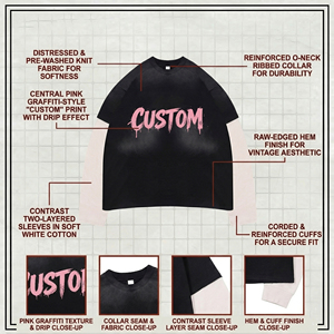 Sudadera extragrande negra para hombre OEM ODM con mangas largas blancas y estampado de letras rosas personalizadas, logotipo personalizado. - Product Image 4