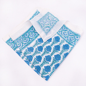 Cotton Blue <b>White</b> Geometric Patterned Bandana Summer Breathable Lightweight Multifunctional Scarf Bandana <b>Wraps</b> - Product Image 5