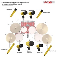Kit de micros de batterie professionnels 5 cœurs, 9 pièces, entièrement métalliques, pour Tom, Caisse claire et Cymbales, filaires XLR, avec clip, pour batterie