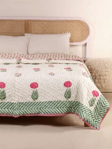 Juego de Ropa de Cama Estampada, Edredón de Algodón con Diseño Floral Rosa, Estilo Bohemio, para Todas las Temporadas - Product Image 5