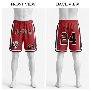 Pantalones Cortos de Baloncesto Personalizados para Hombre, Rojo, Negro y Blanco, Impresión por Sublimación, Malla Transpirable, Ropa Deportiva de Entrenamiento, Número 24, Logotipo Smith - Product Image 1