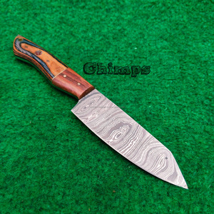 Couteau de cuisine Santoku professionnel en acier Damas, éco-responsable, fait main, pour couper les steaks et les fruits, options OEM personnalisables - Product Image 3