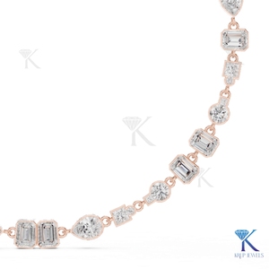 Elegante Collar de Tenis con Diamantes Cultivados en Laboratorio, Corte Fantasía Mixto, Engaste de Bisel, Múltiples Formas, Oro Sólido de 14K y 18K, Joyería Fina para Mujer, Regalo Nupcial - Product Image 6