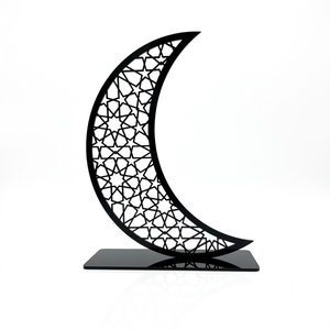 Ramadan Wooden Decor With <b>LED</b> Light Crescent Moon <b>Star</b> Laser Cut Eid Mubarak Decoration Islamic Table Top Decor Wholesale Muslim - Product Image 4