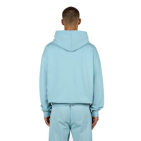 Ensemble de survêtement personnalisé bleu clair à capuche, sweat à capuche zippé et pantalon de jogging 100 % coton, coupe décontractée, couleur unie, pour l'automne