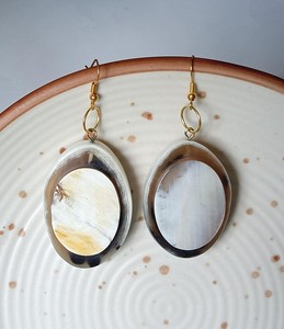Handmade Polished Buffalo Horn Animal <b>Dangle</b> <b>Earrings</b> Eco-Friendly Boho Jewelry - Product Image 4