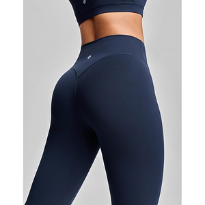 Leggings sans couture taille haute couleur unie pour femme – Pantalon de yoga tricoté extensible et respirant pour le sport - Product Image 2