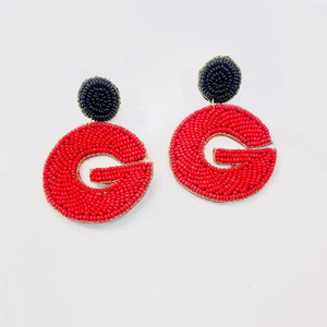 Red Beaded <b>Letter</b> G Drop Earrings Women's Trendy Party Jewelry <b>Acrylic</b> Resin Fashion Statement Earrings - Product Image 1