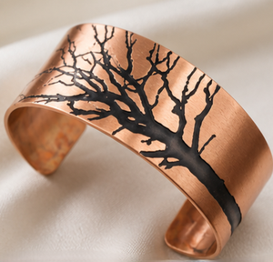 Authentic Woodland Branch <b>Engraved</b> Pure Metal Open Cuff <b>Bangle</b> Fashionable Metal Jewelry Exquisite Craftsmanship - Product Image 3