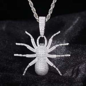 Collar de Plata de Ley 925 con Colgante de Araña 3D Helada, Joyería Hip Hop para Hombre, Moissanita Creada en Laboratorio, Chapado en Oro, Diseño Animal - Product Image 3