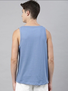 Débardeur en coton bleu pour homme avec imprimé panda, col rond, décontracté, sans manches, respirant, design tricoté, logo sur le devant - Product Image 2