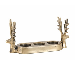 Portavelas Decorativo de Latón con Acabado Dorado en Forma de Ciervo, Ideal para Eventos Navideños, Fiestas y Decoración del Hogar - Product Image 4