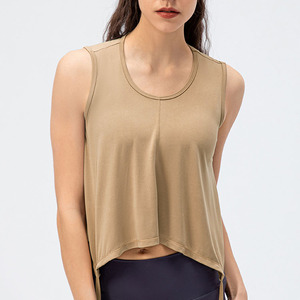 Débardeur de sport décontracté pour femme en tricot uni, écoresponsable, en Spandex/Nylon, sans manches, pour l'entraînement, la course et le yoga, séchage rapide et respirant - Product Image 1