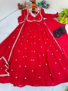 Vestido de Trabajo NILESH TAILOR FASHION, Holgado, Largo hasta el Suelo, Cuello en V, Manga Larga, Tejido Satinado, Estampado Floral, Elástico - Product Image 5