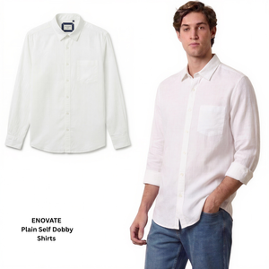 Camisa de Verano para Hombre Enovate, Casual, Transpirable, 100% Algodón, Lisa, con un Solo Botón, Manga Larga, Cuello Clásico, Modelo 9484 - Product Image 1