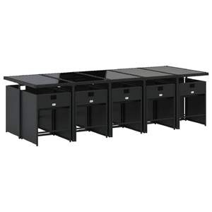 Conjunto de Comedor Plegable para Patio de 10 Plazas, Juego de 10 Muebles de Jardín de Ratán PE Negro - Product Image 3