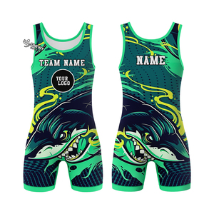 Custom Sublimation Printing Spandex/Polyester Stretch <b>Professional</b> Wrestling Singlet Competition Uniform Lightweight Quick Dry - Product Image 3