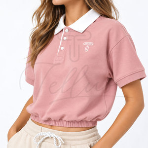 Fashionable <b>Women's</b> Summer Cropped for <b>Polo</b> <b>Neck</b> Top Breathable <b>Womens</b> Slim Fit <b>Polo</b> Top Custom Cotton Knit Fabric <b>Polo</b> Shirts - Product Image 4