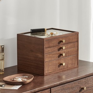 <b>Walnut</b> Wood Handcrafted Jewelry Organizer with <b>Drawers</b> - Wholesale - Product Image 1
